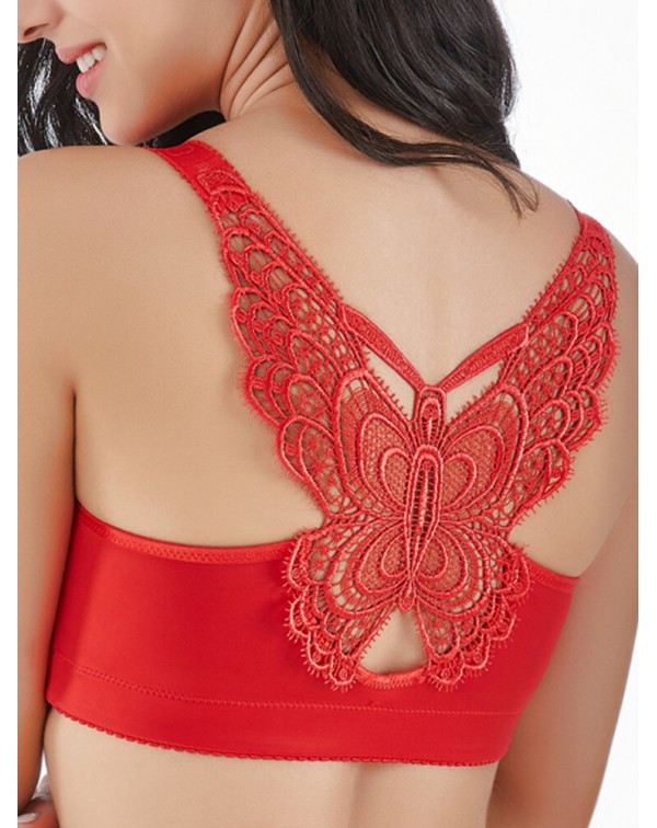Front Closure Butterfly Embroidery Back Wireless P...