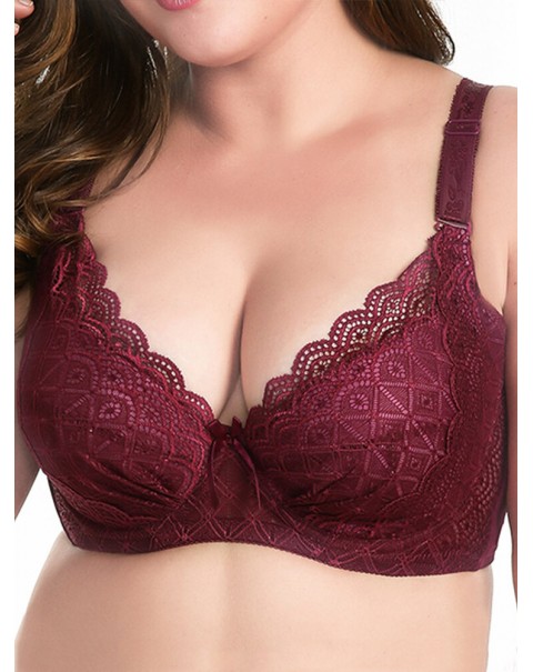 Plus Size Full Cup Push Up Gather Thin Bra - DD 48 Nude