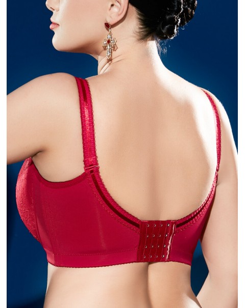 Plus Size Lace Criss Cross Full Coverage Gather Adjustable Bra - 38 Black