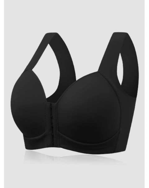 Women Solid Front Closure Wireless Lightly Lined Push Up Bras - Gray C 38