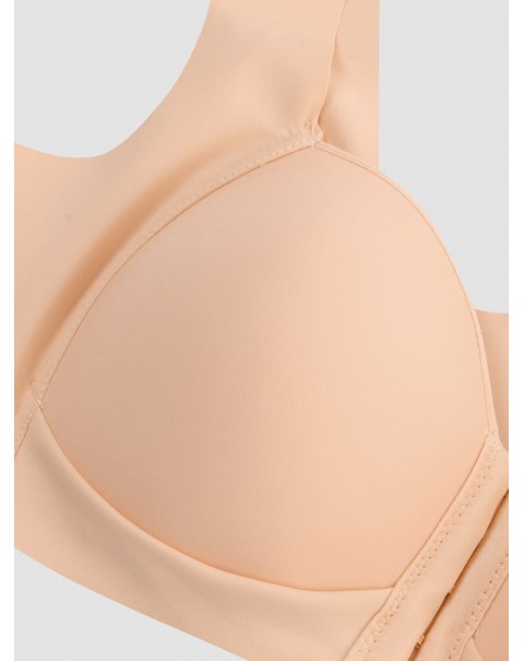 Women Solid Front Closure Wireless Lightly Lined Push Up Bras - Gray C 38