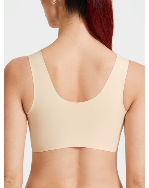 Women Solid Front Closure Wireless Lightly Lined Push Up Bras - Gray C 38