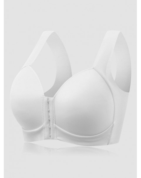 Women Solid Front Closure Wireless Lightly Lined Push Up Bras - Gray C 38