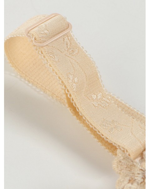 Plus Size Lace Embroidery Transparent Adjustable Gather Bra - D 44 Nude
