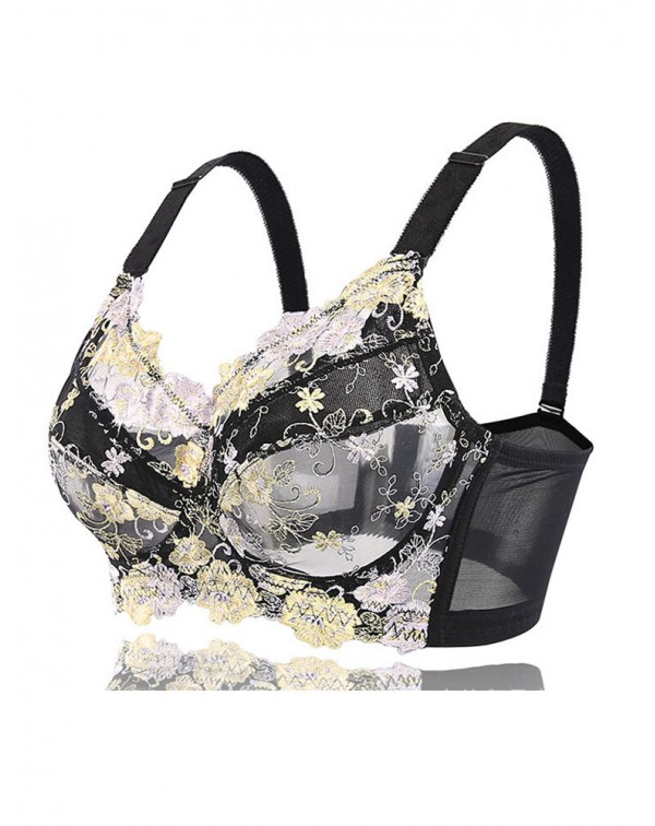 Plus Size Lace Embroidery Transparent Adjustable G...