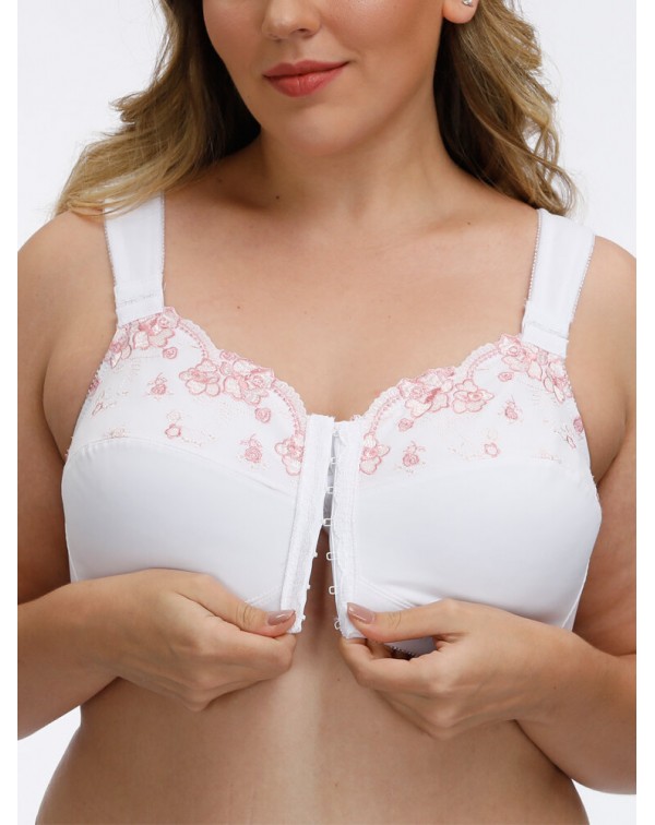 FULLGLADY Plus Size Embroidery Wireless Full Cup F...