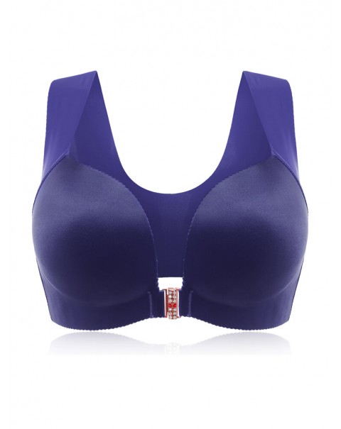 Front Closure Wireless Push Up T-Shirt Bra - C 36 Green