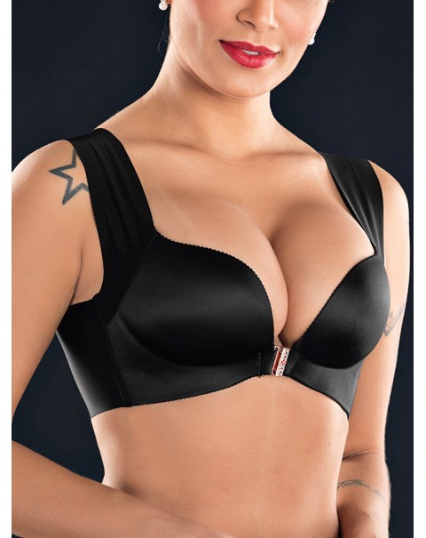 Front Closure Wireless Push Up T-Shirt Bra - C 36 Green