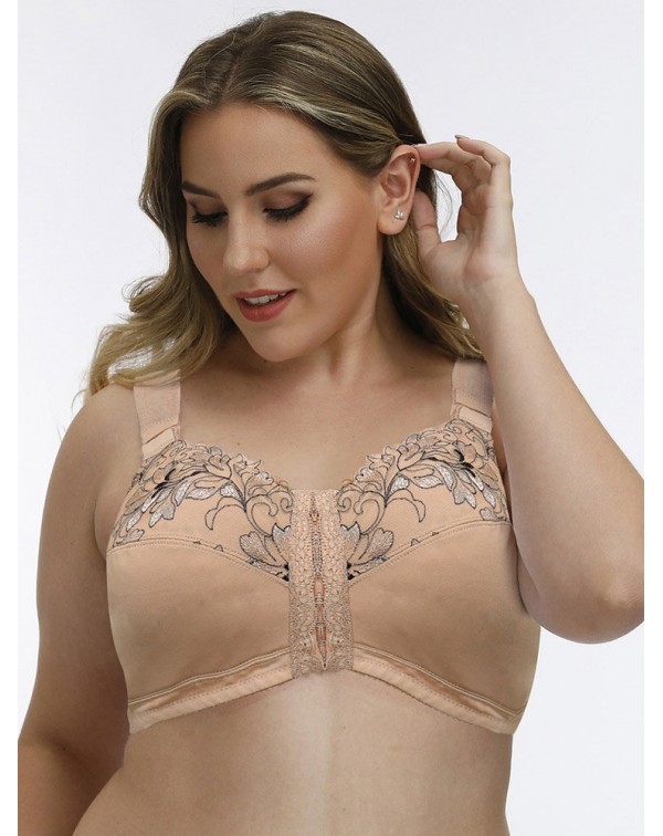 Women Comfort Embroidered Front Closure Full Cup W...