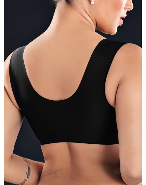 Front Closure Wireless Push Up T-Shirt Bra - C 36 Green