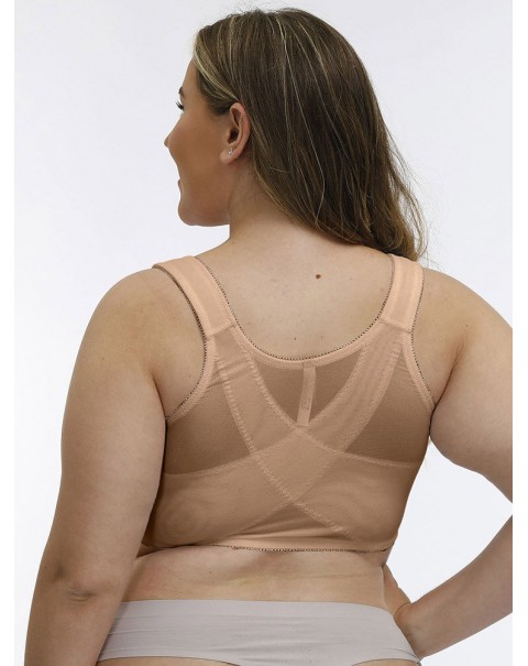 Women Comfort Embroidered Front Closure Full Cup Wireless Bras - Apricot C 38