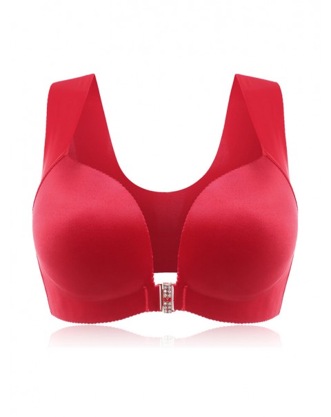 Front Closure Wireless Push Up T-Shirt Bra - C 36 Green