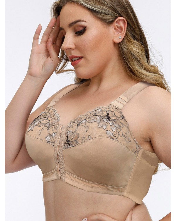 Women Comfort Embroidered Front Closure Full Cup W...