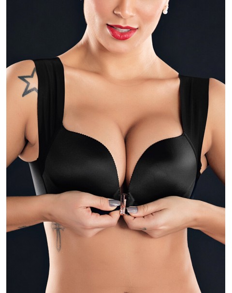 Front Closure Wireless Push Up T-Shirt Bra - C 36 Green