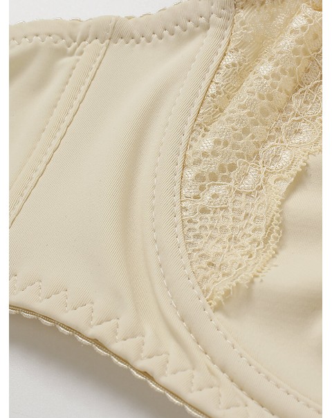 Plus Size Lace Hollow Adjustable Straps Gather Push Up Bra - G 36 White