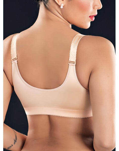 Front Button Wireless Seamless Gather Soft Adjustable Bra - D 50  Pink