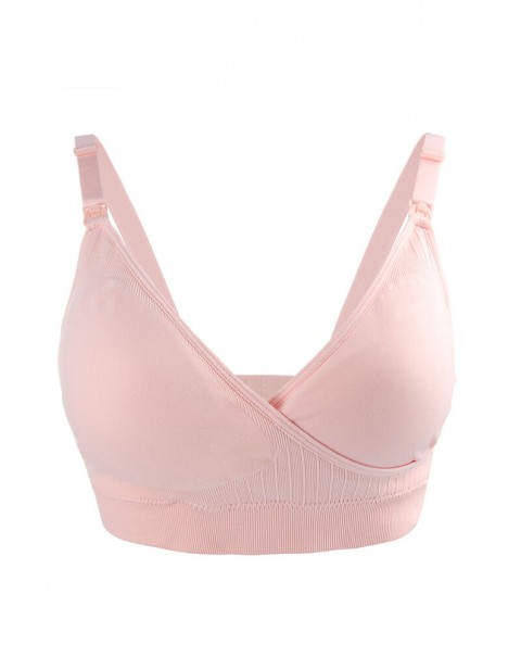 Seamless Wireless Elastic Front Buckle Soft Nursing Bra - 8 Nude