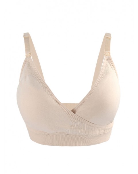 Seamless Wireless Elastic Front Buckle Soft Nursing Bra - 8 Nude