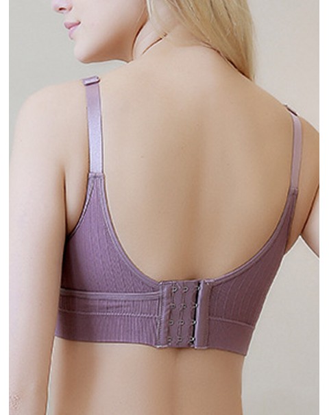 Seamless Wireless Elastic Front Buckle Soft Nursing Bra - 8 Nude