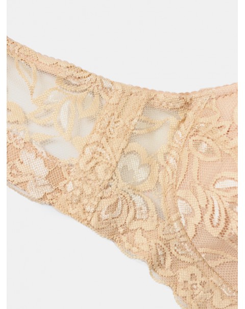 Women Lace Trim Floral Bowknot Push Up Comfortable Bras - White D 36