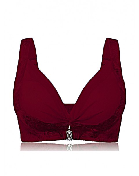 Embroidery Wireless Adjustable Push Up Gather Bra - C 38 Black