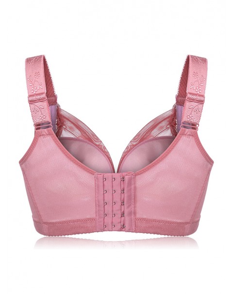 Embroidery Wireless Adjustable Push Up Gather Bra - C 38 Black