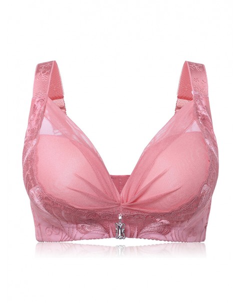 Embroidery Wireless Adjustable Push Up Gather Bra - C 38 Black