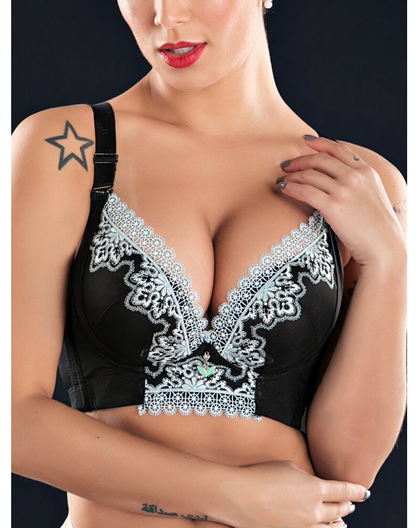 Lace Embroidery Adjustable Lightly Lined Gather Wi...