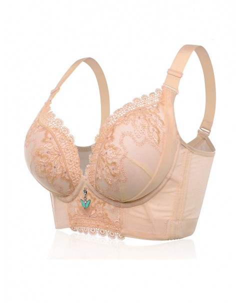 Lace Embroidery Adjustable Lightly Lined Gather Wireless Bra - A 32 Black