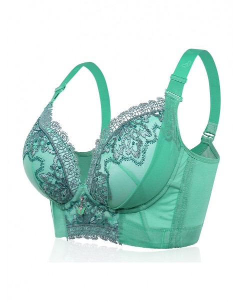 Lace Embroidery Adjustable Lightly Lined Gather Wireless Bra - A 32 Black