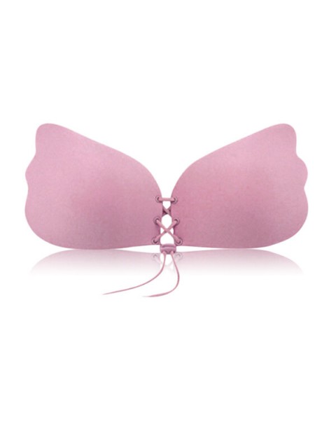 A-G Cup Front Rope Gather Strapless Invisible Bra - DD Black