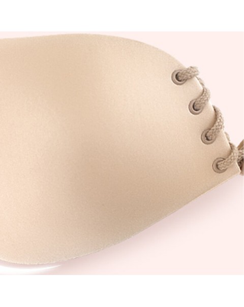 A-G Cup Front Rope Gather Strapless Invisible Bra - DD Black