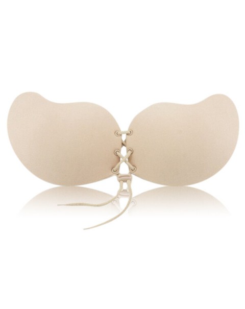 A-G Cup Front Rope Gather Strapless Invisible Bra - DD Black