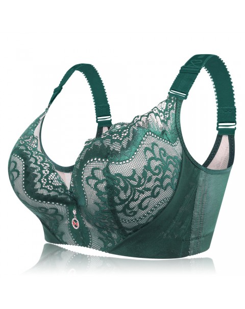 Lace Adjustable Gather Memory Metal Wire Bra - DD 44 Black Lace