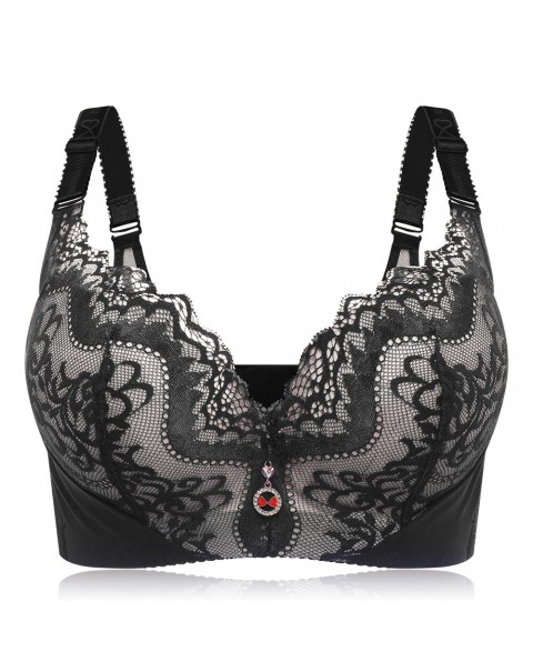Lace Adjustable Gather Memory Metal Wire Bra - DD 44 Black Lace