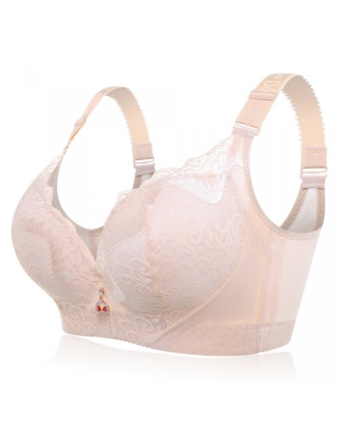 Lace Adjustable Gather Memory Metal Wire Bra - DD 44 Black Lace