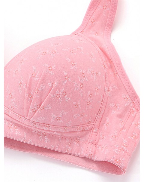 Push Up Front Buckle Wire Free Full Coverage Comfortable Vest Bra - B 38 Watermelon Red
