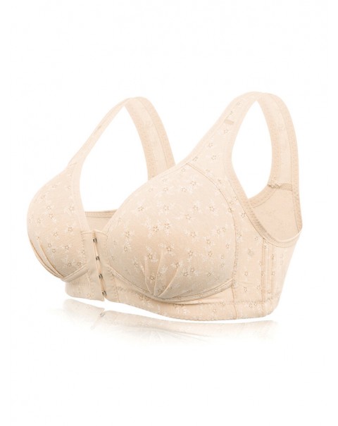 Push Up Front Buckle Wire Free Full Coverage Comfortable Vest Bra - B 38 Watermelon Red