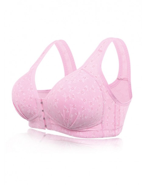 Push Up Front Buckle Wire Free Full Coverage Comfortable Vest Bra - B 38 Watermelon Red