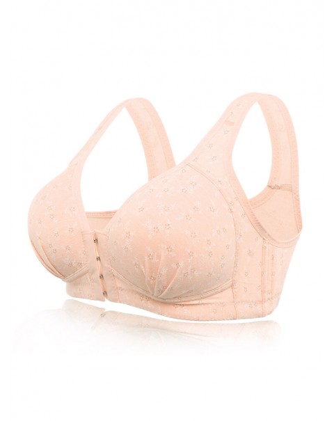 Push Up Front Buckle Wire Free Full Coverage Comfortable Vest Bra - B 38 Watermelon Red