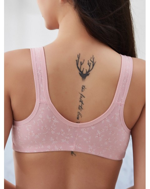 Push Up Front Buckle Wire Free Full Coverage Comfortable Vest Bra - B 38 Watermelon Red