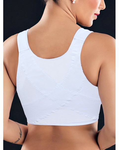 Floral Lace Wireless Plus Size Wireless Full Coverage Posture Bra - White C