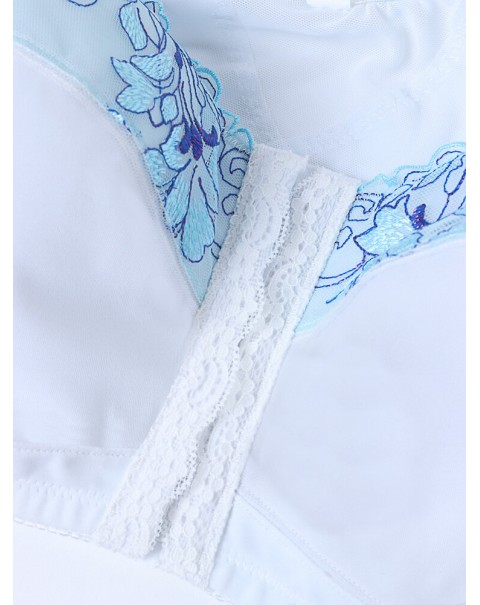 Floral Lace Wireless Plus Size Wireless Full Coverage Posture Bra - White C
