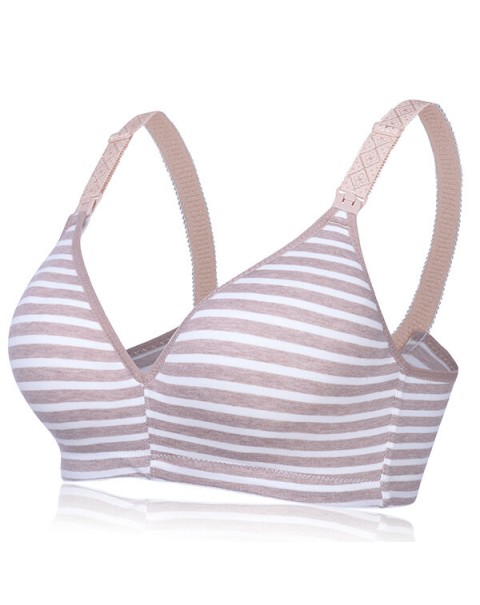 Wire Free Soft Breastfeeding Baby Infant Milk Nursing Cotton Bra - B 38 khaki