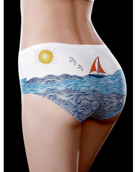Low Waist Seamless Ice Silk Printed Comfy Briefs - 6 White