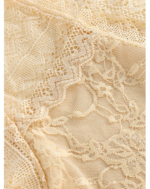 Women Floral Lace See Through Breathable High Waisted Panties - Red 6