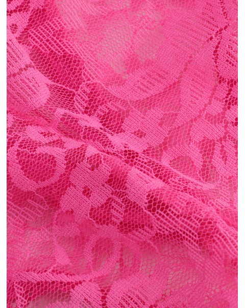 Women Floral Lace See Through Open Crotch Bowknot Ribbon Soft Panties - Navy 4