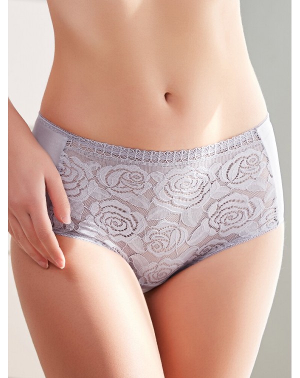 Women Underwear Plus Size Floral Embroidery Lace-t...