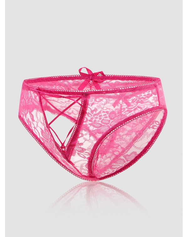 Women Floral Lace See Through Open Crotch Bowknot ...