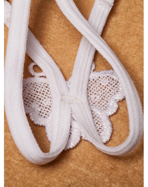 Lace Transparent Hollow String Attractive Underwear Thong Panties - Free Size White
